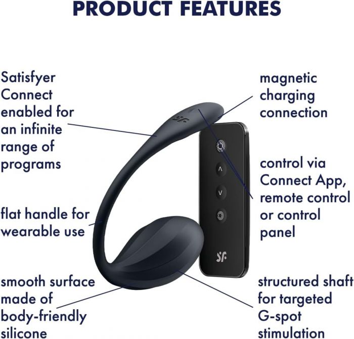 Смарт-віброяйце Satisfyer Ribbed Petal Connect App Black, керування зі смартфона, пульт ДК