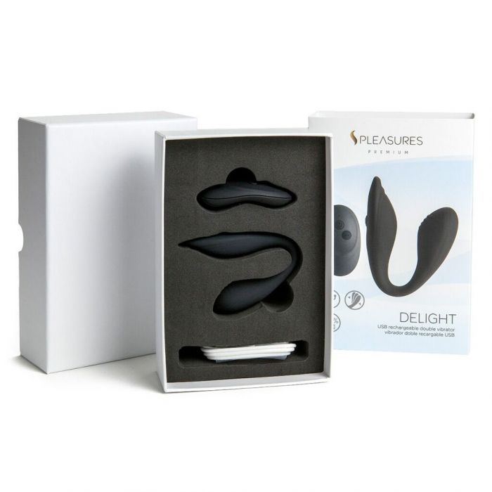 Подвійний вібратор S Pleasures Premium Delight, чорний, для клітора та точки G, 10 режимів