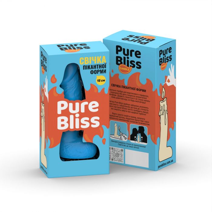 Свічка у вигляді члена Pure Bliss MINI Blue 15 см