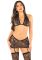 Блискучий комплект бра і спідниця з панчохами Leg Avenue One Size, Black