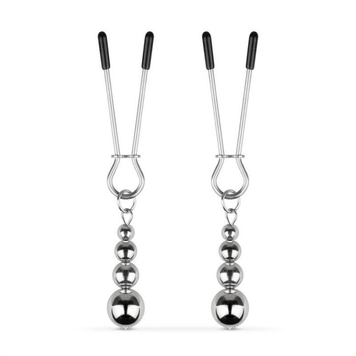 Затискачі для сосків Bedroom Fantasies: Nipple Clamps with Beaded Chain - Silver