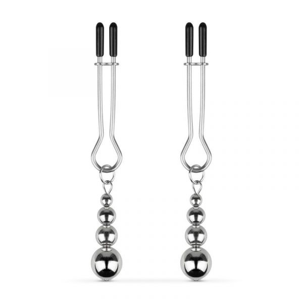 Затискачі для сосків Bedroom Fantasies: Nipple Clamps with Beaded Chain - Silver