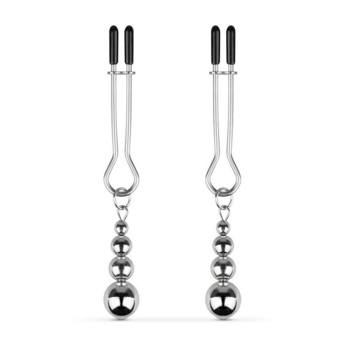 Затискачі для сосків Bedroom Fantasies: Nipple Clamps with Beaded Chain - Silver