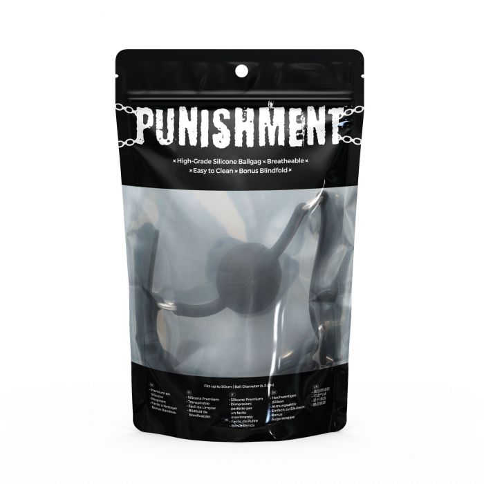 Повітропроникний кляп із силіконовою кулькою Punishment – Silicone Ball Gag – Black