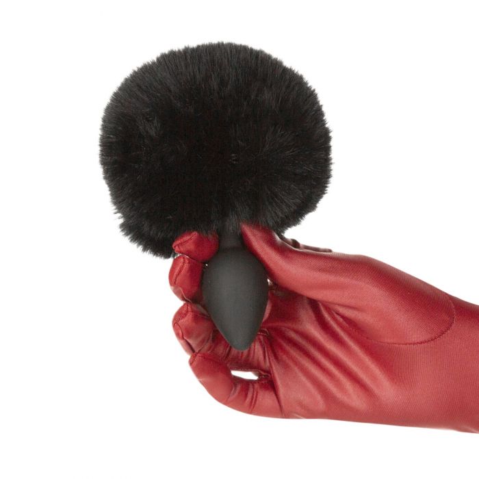 Анальна пробка з кролячим хвостиком Punishment – Bunny Tail Silicone Anal Plug – Black, 4,8 см