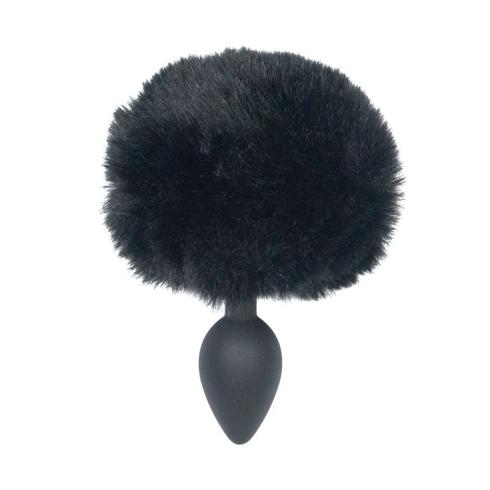Анальна пробка з кролячим хвостиком Punishment – Bunny Tail Silicone Anal Plug – Black, 4,8 см