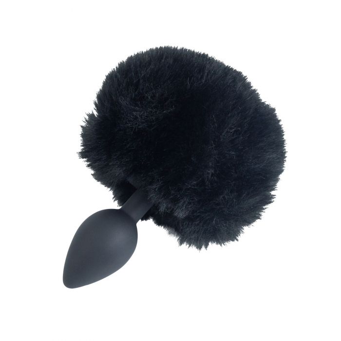 Анальна пробка з кролячим хвостиком Punishment – Bunny Tail Silicone Anal Plug – Black, 4,8 см