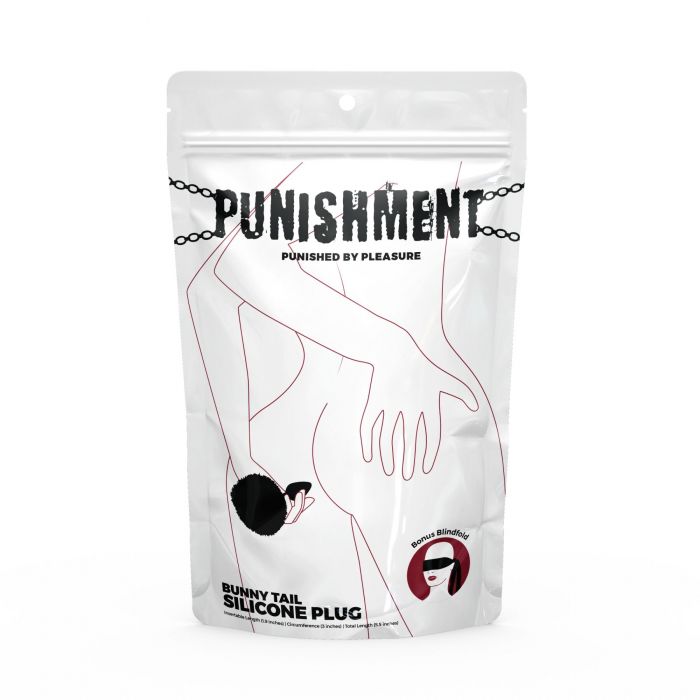 Анальна пробка з кролячим хвостиком Punishment – Bunny Tail Silicone Anal Plug – Black, 4,8 см