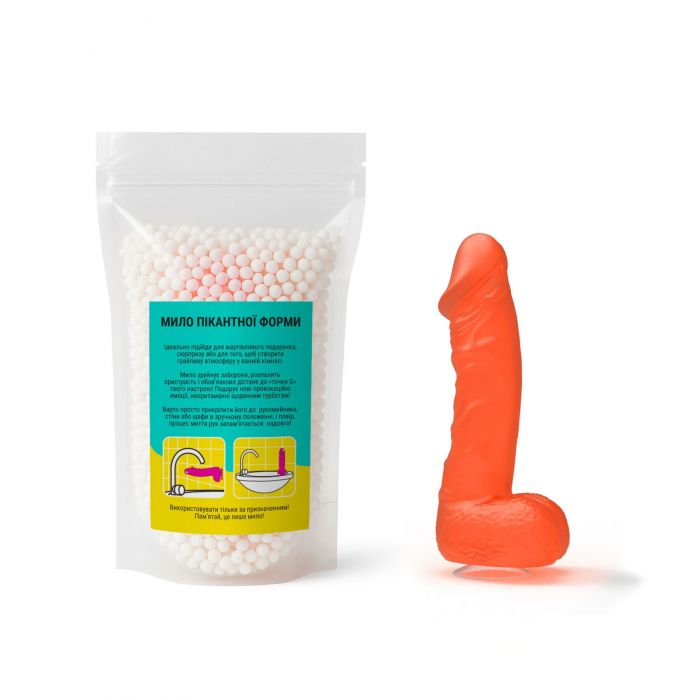 Мило у формі пеніса Чистий Кайф LARGE Orange, крафтове мило-член, натуральне