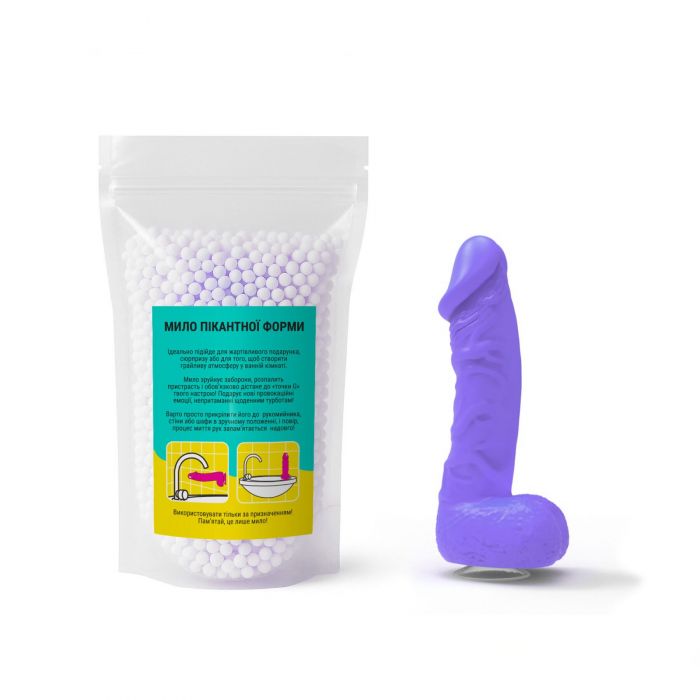 Мило у формі пеніса Чистий Кайф LARGE Violet, крафтове мило-член, натуральне