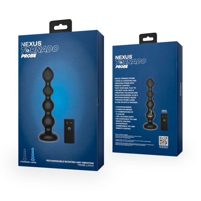 Анальний віброротатор Nexus Tornado Probe Edition Large, діаметр 4,5 см, вібрація + ротація, пульт ДУ