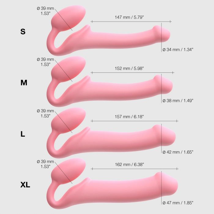 Безремінний страпон Strap-On-Me Rose XL, повністю регульований, діаметр 4,5 см