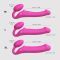 Безремінний страпон з вібрацією Strap-On-Me Vibrating Fuchsia L, діаметр 3,7см, пульт ДК, регульований