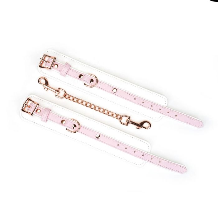 Наручники Liebe Seele White & Pink Fairy Goat Leather Hand Cuffs
