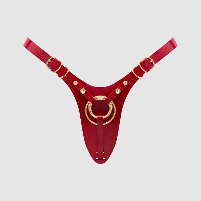 Трусики для страпона Strap-On-Me Leatherette Harness Fabulous - One Size - Red Glossy