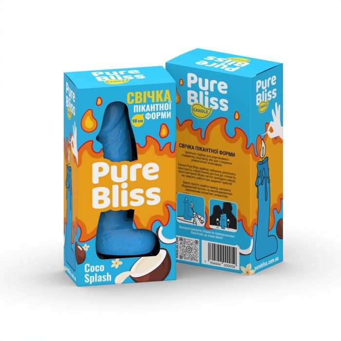 Ароматна свічка пікантної форми Pure Bliss Blue Coco Splash (Кокосове молоко) 18 см