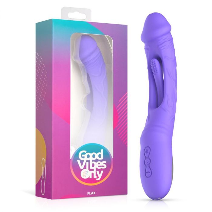 Вібратор точки G з вагінальним відростком Good Vibes Only – Flax Vibrating Dildo with G-Spot Stimulator