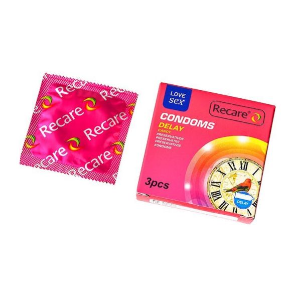 Презервативи Recare Delay Candy Condoms 3 шт, пролонгувальний ефект, цукерковий аромат