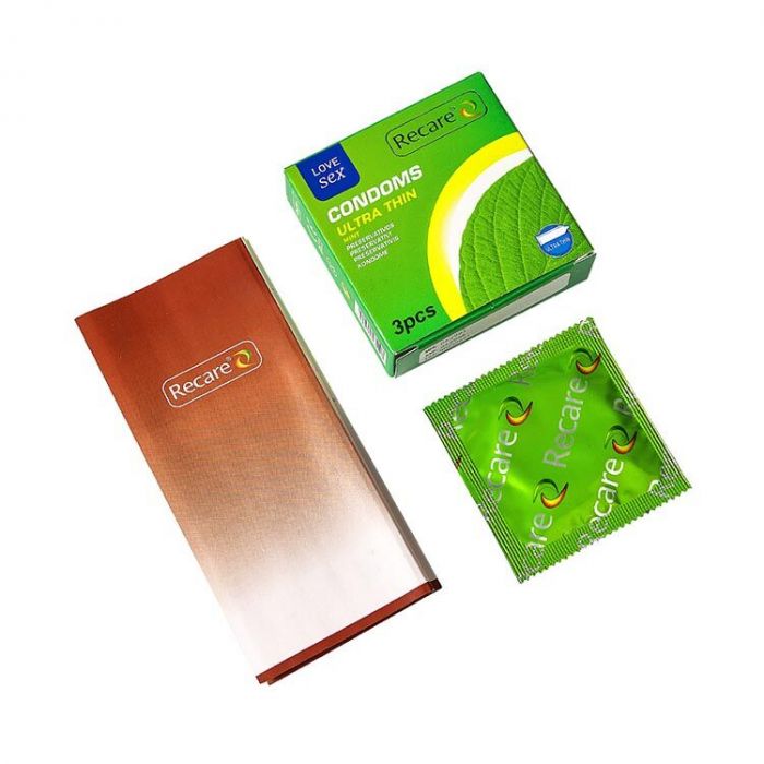 Презервативи Ultra Thin Mint Condoms 3 шт, ультратонкі, аромат: м'ята