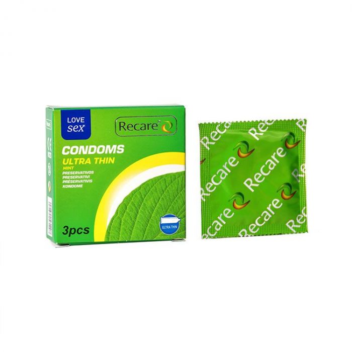 Презервативи Ultra Thin Mint Condoms 3 шт, ультратонкі, аромат: м'ята