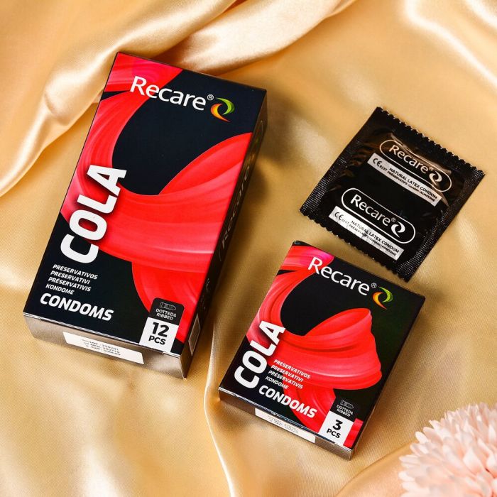 Презервативи Holographic Recare Cola Dotted&Ribbed Condoms 3 шт, з пухирцями і ребрами, аромат: Кола