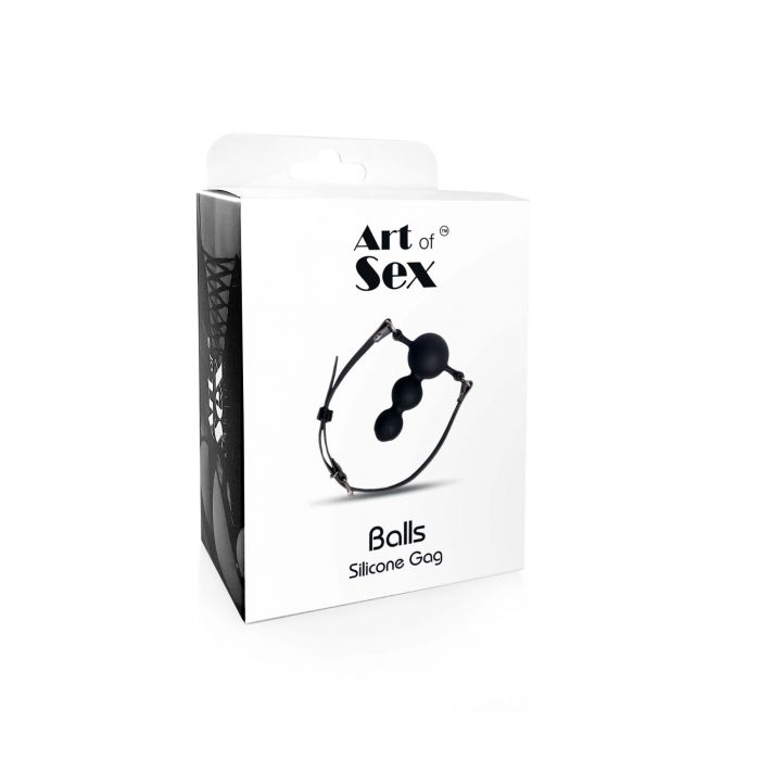Кляп силіконовий Art of Sex - Balls, екошкіра, чорний