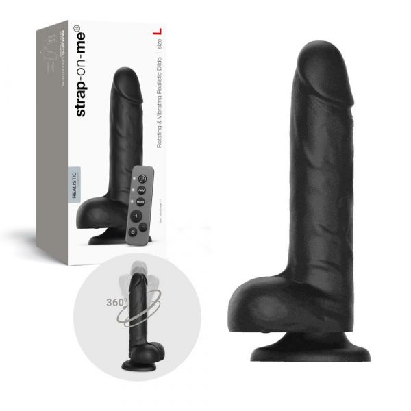 Фалоімітатор з вібрацією та ротацією Strap-On-Me Rotating & Vibrating Realistic Dildo – L – Black