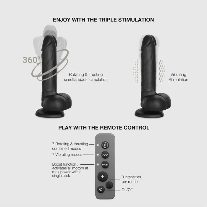 Фалоімітатор з вібрацією та ротацією Strap-On-Me Rotating & Vibrating Realistic Dildo – L – Black