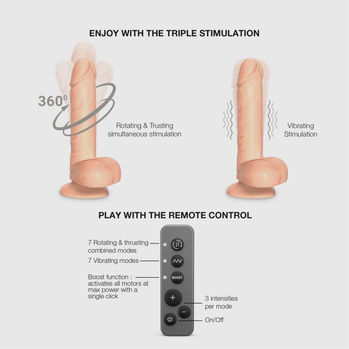 Фалоімітатор з вібрацією та ротацією Strap-On-Me Rotating & Vibrating Realistic Dildo – L – Vanilla