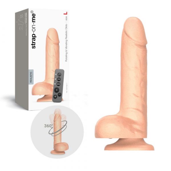 Фалоімітатор з вібрацією та ротацією Strap-On-Me Rotating & Vibrating Realistic Dildo – L – Vanilla