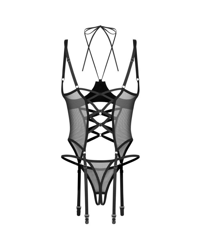 Корсет Obsessive Dominna cupless corset & crotchless thong S/M