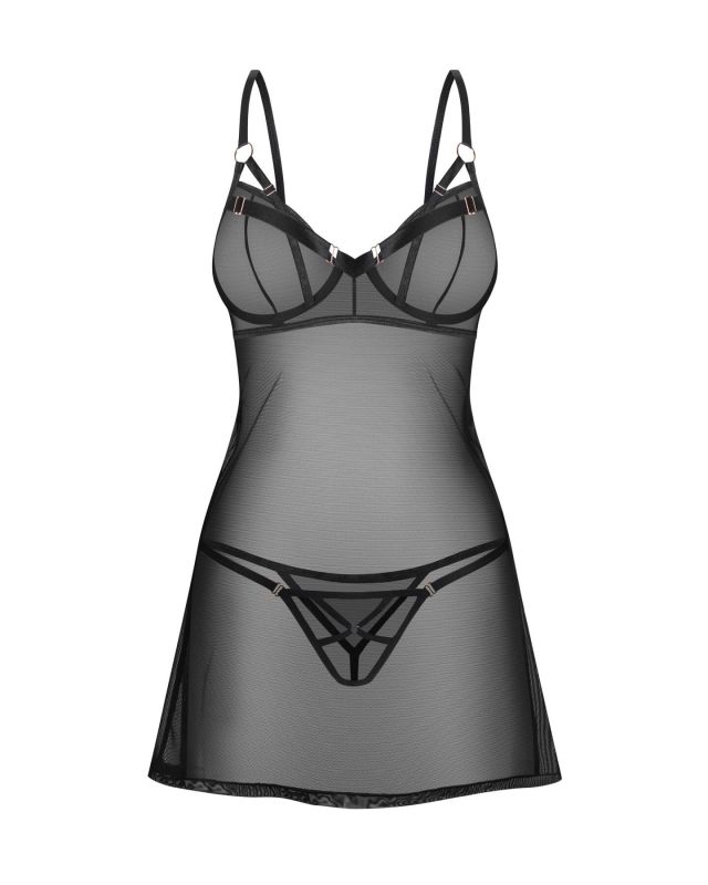Сорочка Obsessive Euridia chemise & tanga XS/S