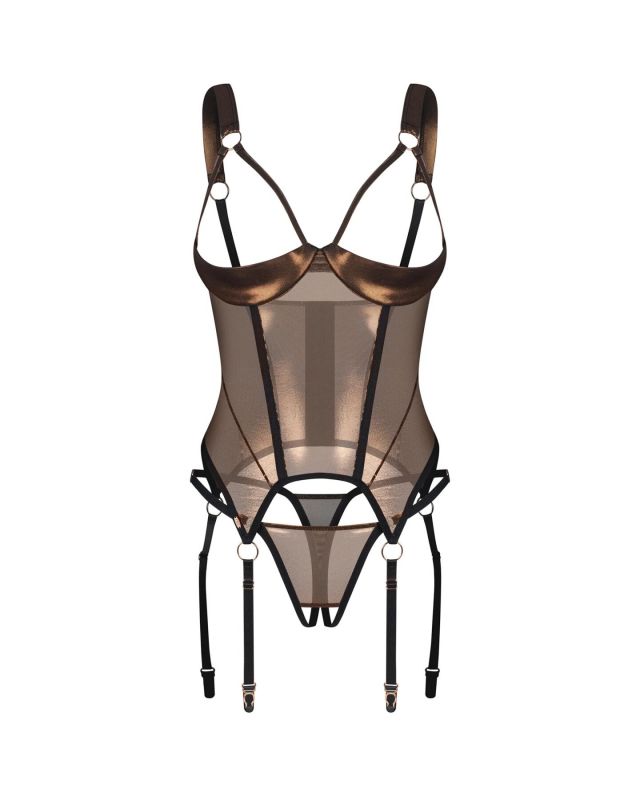 Корсет Obsessive Soranna cupless corset & crotchless thong S/M