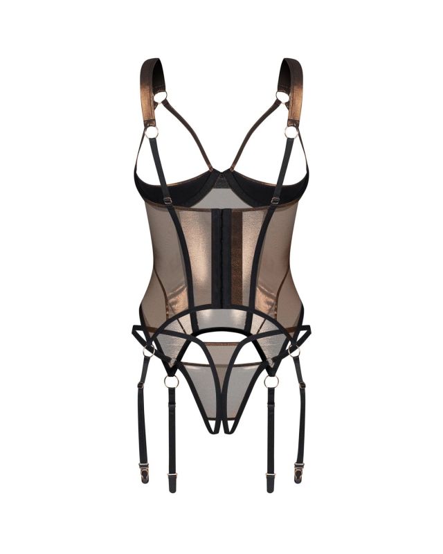 Корсет Obsessive Soranna cupless corset & crotchless thong 2XL/3XL