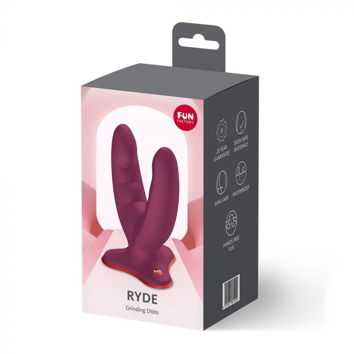 Подвійний фалоімітатор Fun Factory RYDE Wine Red, гнучкі стовбури, присоска