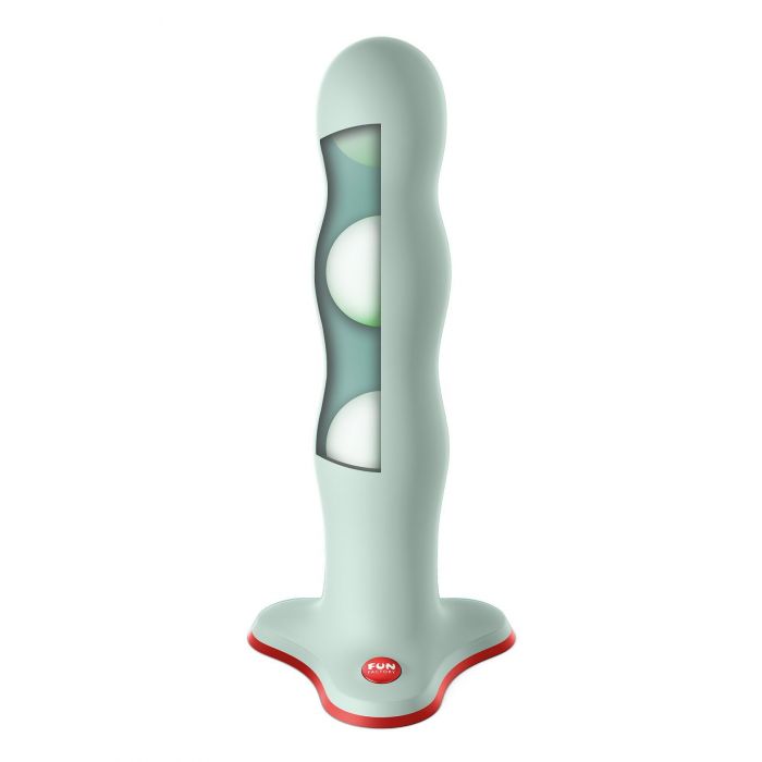 Фалоімітатор Fun Factory BOUNCER Light Green, кульки всередині, ефект вібрації, діаметр 3,9 см