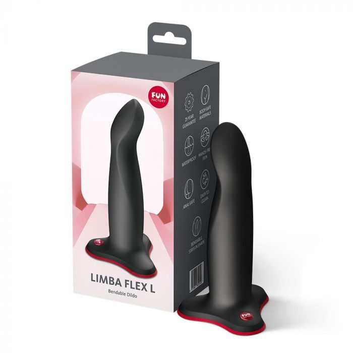 Фалоімітатор Fun Factory LIMBA FLEX L Black, гнучкий, з ефектом пам’яті, підходить для точки G