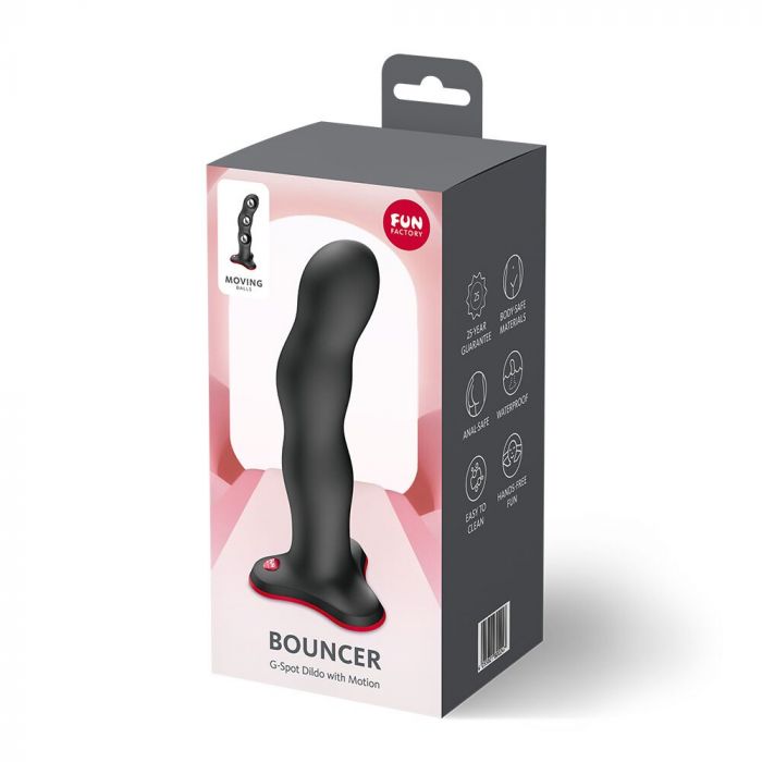 Фалоімітатор Fun Factory BOUNCER Black, кульки всередині, ефект вібрації, діаметр 3,9 см