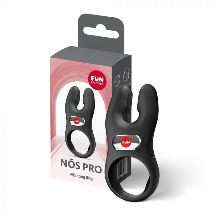 Ерекційне віброкільце з подвійною стимуляцією клітора Fun Factory NŌS PRO Black, 2 мотори