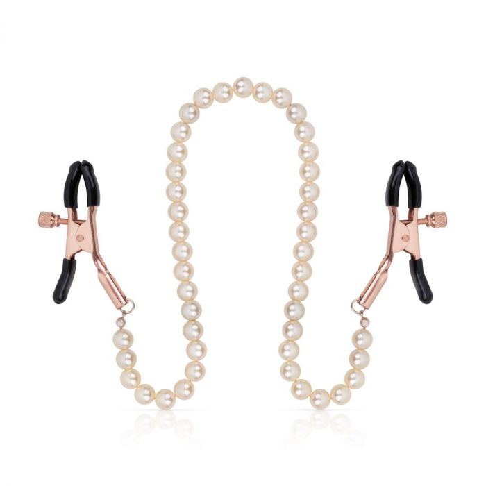 Затискачі для сосків з перлинним ланцюжком Rosy Gold - Nipple Clamps Pearls