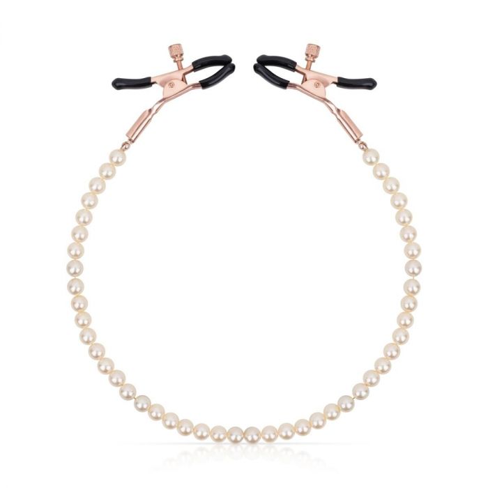Затискачі для сосків з перлинним ланцюжком Rosy Gold - Nipple Clamps Pearls