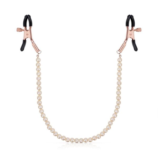 Затискачі для сосків з перлинним ланцюжком Rosy Gold - Nipple Clamps Pearls