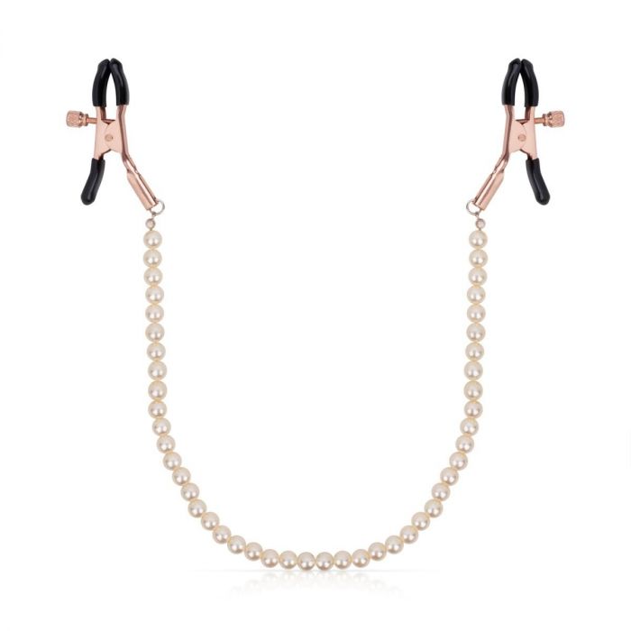 Затискачі для сосків з перлинним ланцюжком Rosy Gold - Nipple Clamps Pearls
