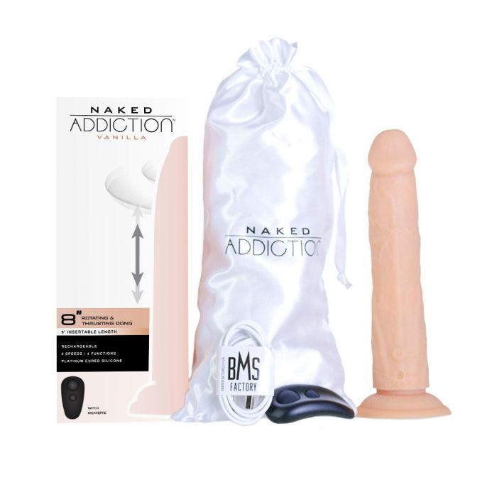 Фалоімітатор з ротацією та пульсацією Naked ADDICTION 8″ Rotating & Thrusting Dong - Vanilla