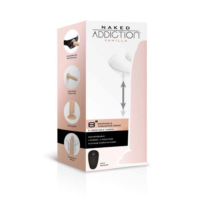 Фалоімітатор з ротацією та пульсацією Naked ADDICTION 8″ Rotating & Thrusting Dong - Vanilla