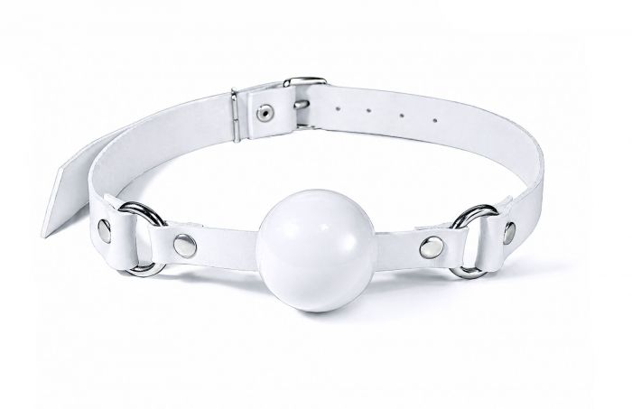 Кляп силіконовий Feral Feelings Silicon Ball Gag White/White, білий ремінець, біла кулька