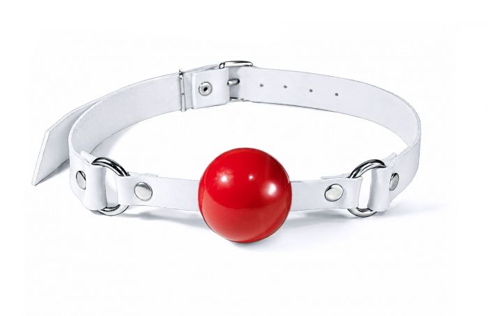 Кляп силіконовий Feral Feelings Silicon Ball Gag White/Red, білий ремінець, червона кулька