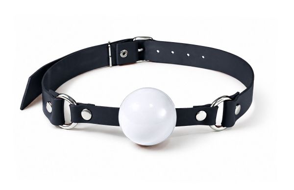 Кляп силіконовий Feral Feelings Silicon Ball Gag Black/White, чорний ремінець, біла кулька