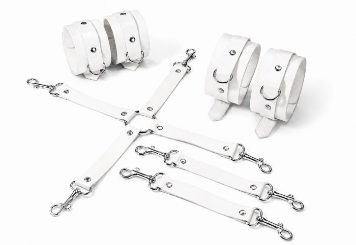 Набір для БДСМ Feral Feelings BDSM Kit 3 White, наручники, поножі, хрестовина