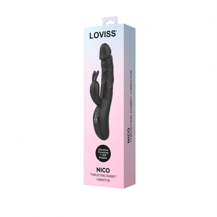 Вібратор-кролик з пульсацією Loviss Nico Thrusting Rabbit Vibrator, 9 режимів, подвійний відросток
